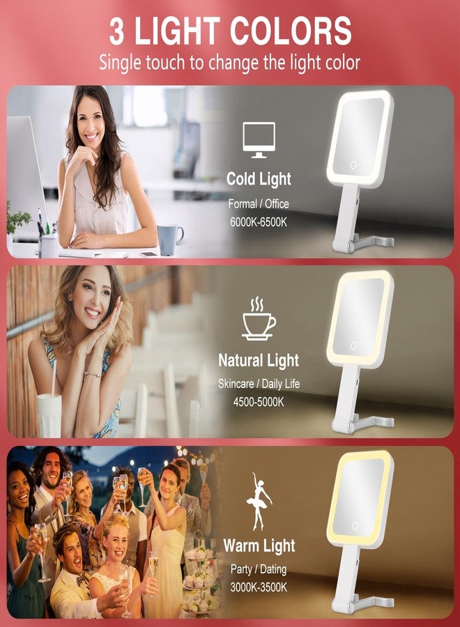 DECLUTTR Travel Makeup Mirror with Lights, Rechargeable 15X/1X Double-Sided Magnifying Mirror with 3 Color Lights, Brightness Adjustable, Portable Handheld Mirror Tabletop, Gift for Women - Image 3